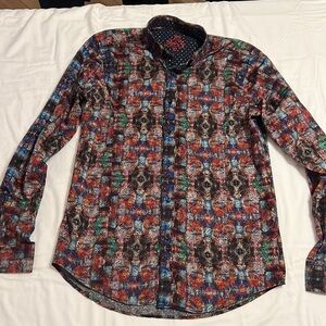 Eight X multicolor, dark Paisley button‎ down shirt.